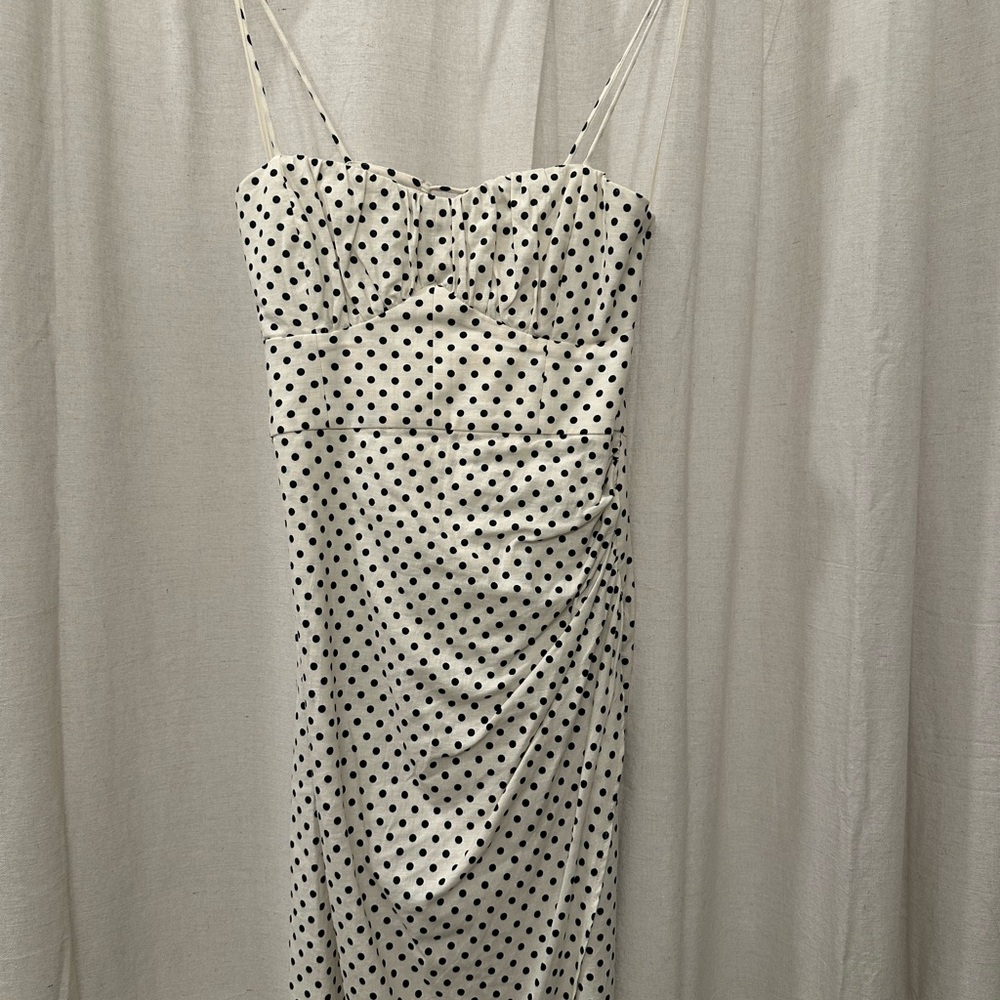Zara Cream/White and Black Polka Dot Dress
